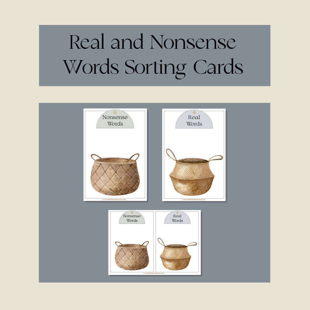 Real and Nonsense Words Sorting Cards