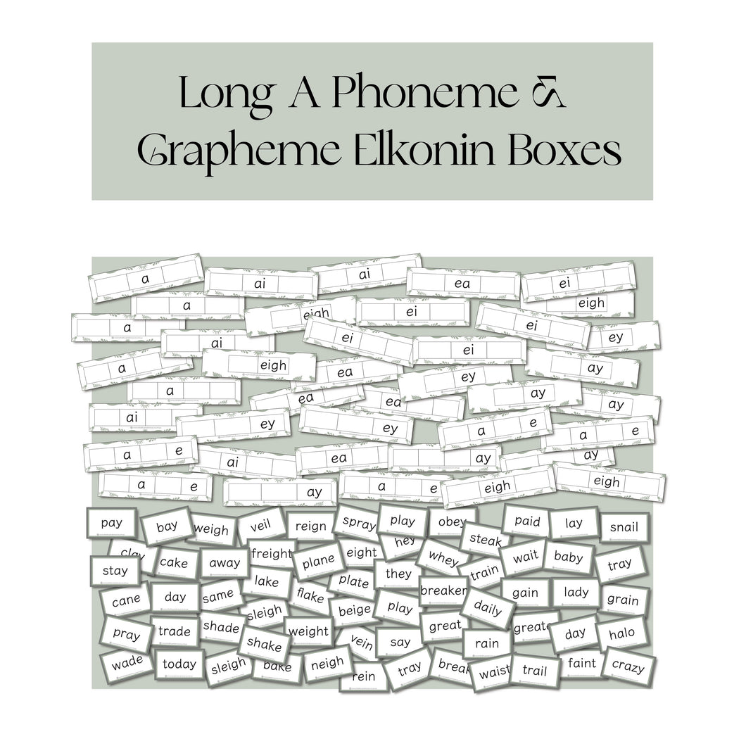 Long A Phoneme and Grapheme Elkonin Boxes