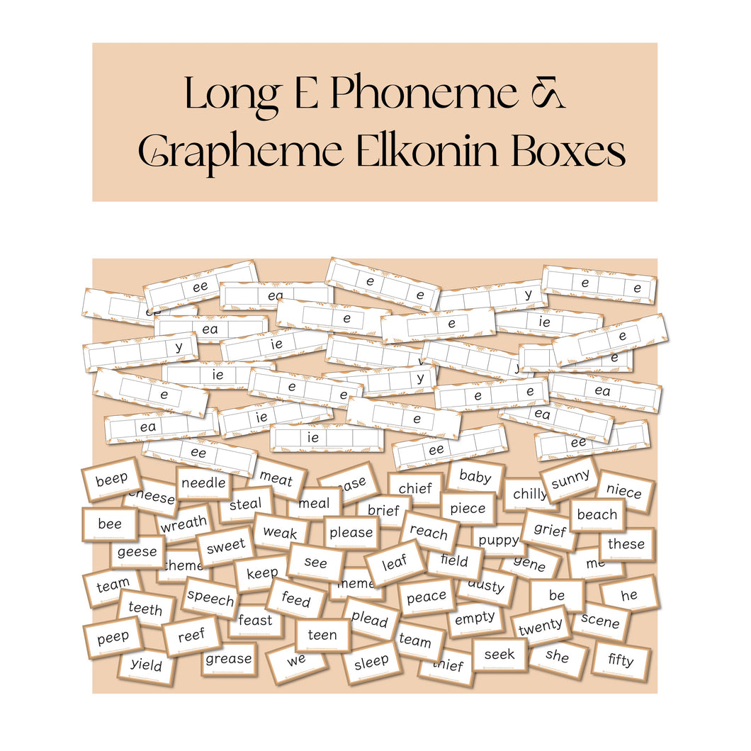 Long E Phoneme and Grapheme Elkonin Boxes