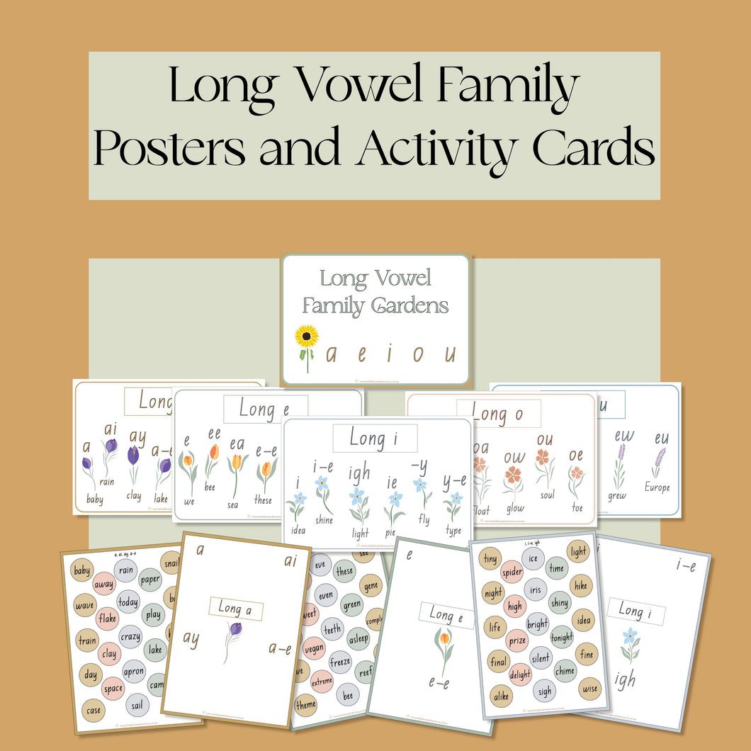 Long Vowel Family Garden Posters and Activity Cards