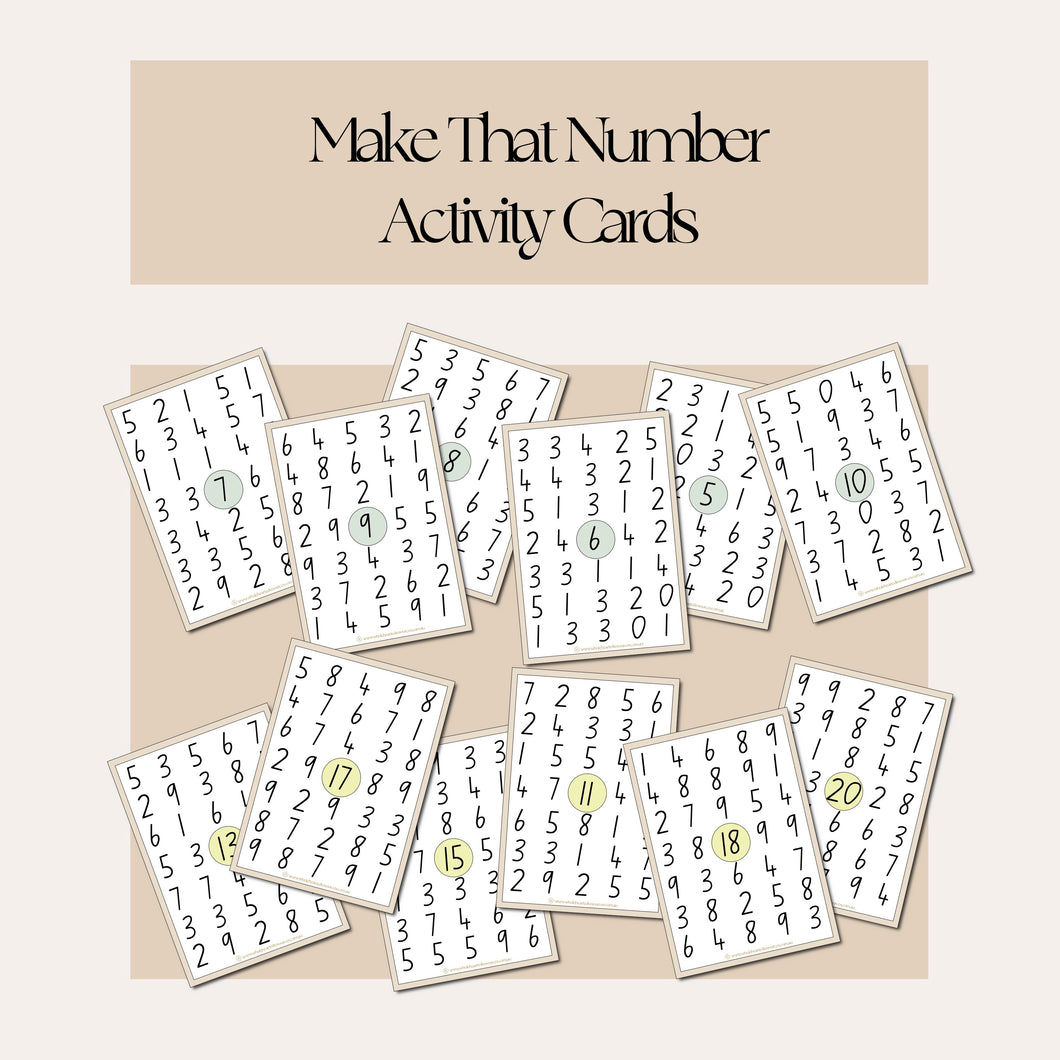 Make that Number Activity Card- Early years