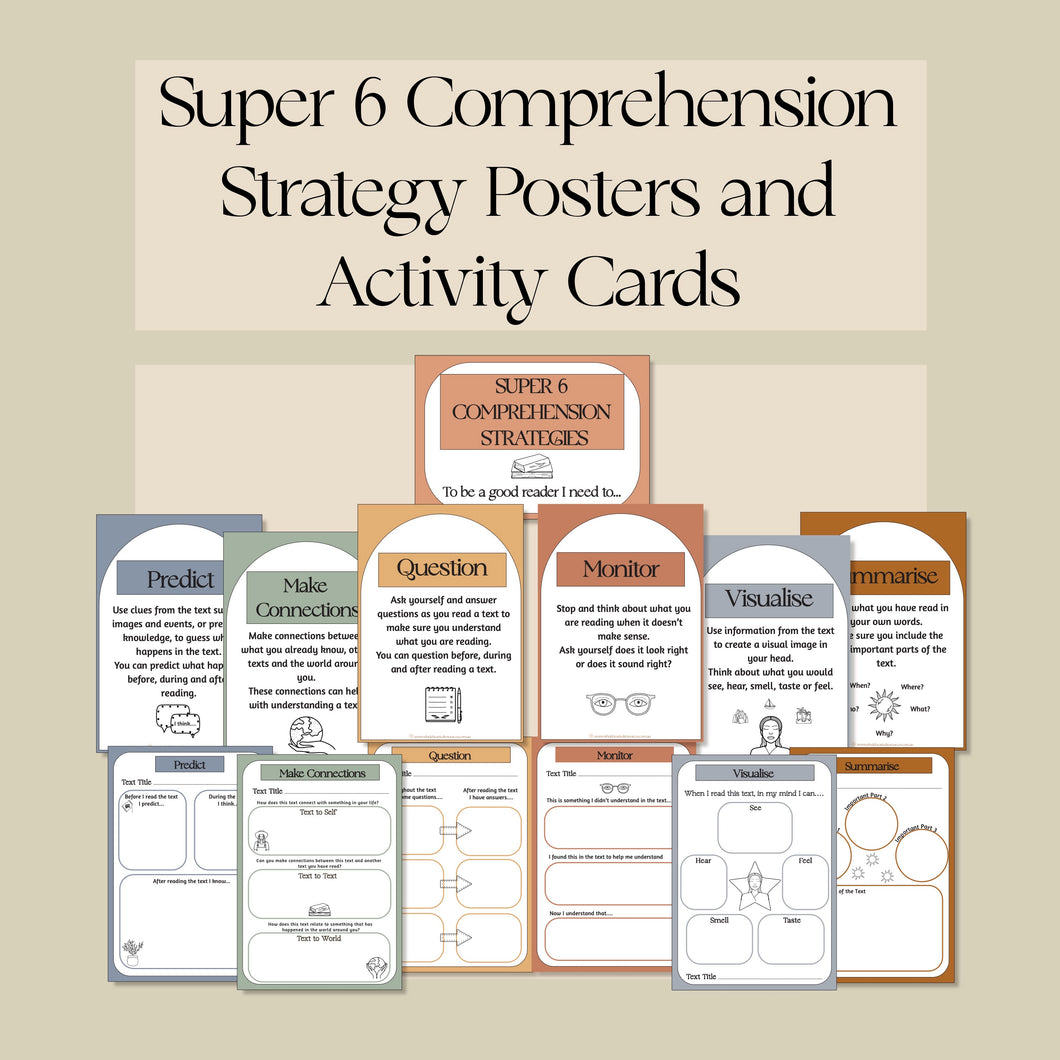 Super Six Comprehension Strategies and Activity Cards
